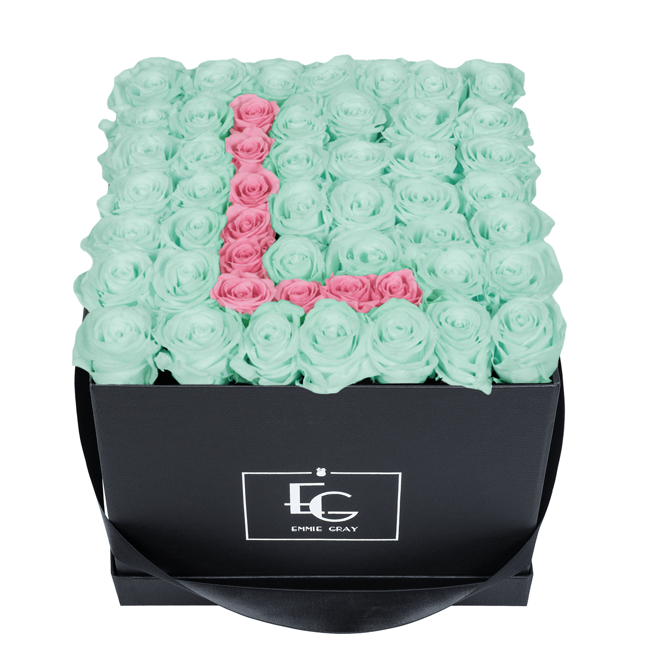 LETTER INFINITY ROSEBOX | MINTY GREEN & BRIDAL PINK | L