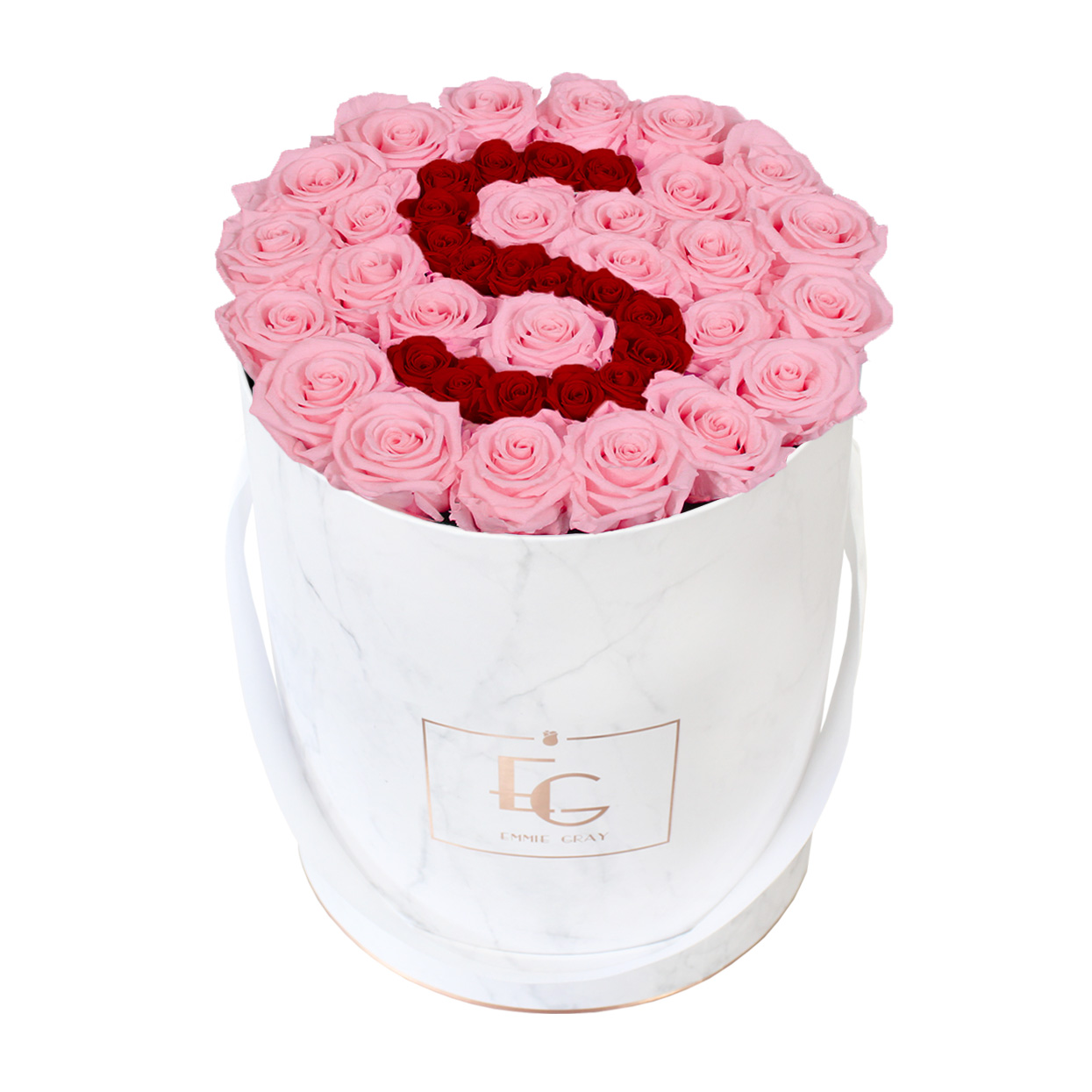 Letter Infinity Rosebox | Bridal Pink & Vibrant Red | L