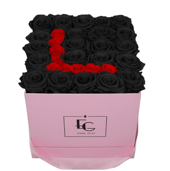 LETTER INFINITY ROSEBOX | BLACK BEAUTY & VIBRANT RED | M