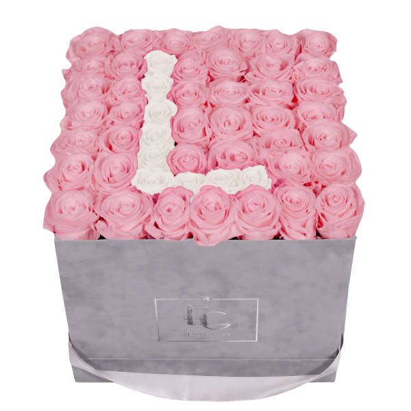 LETTER INFINITY ROSEBOX | BRIDAL PINK & PURE WHITE | L