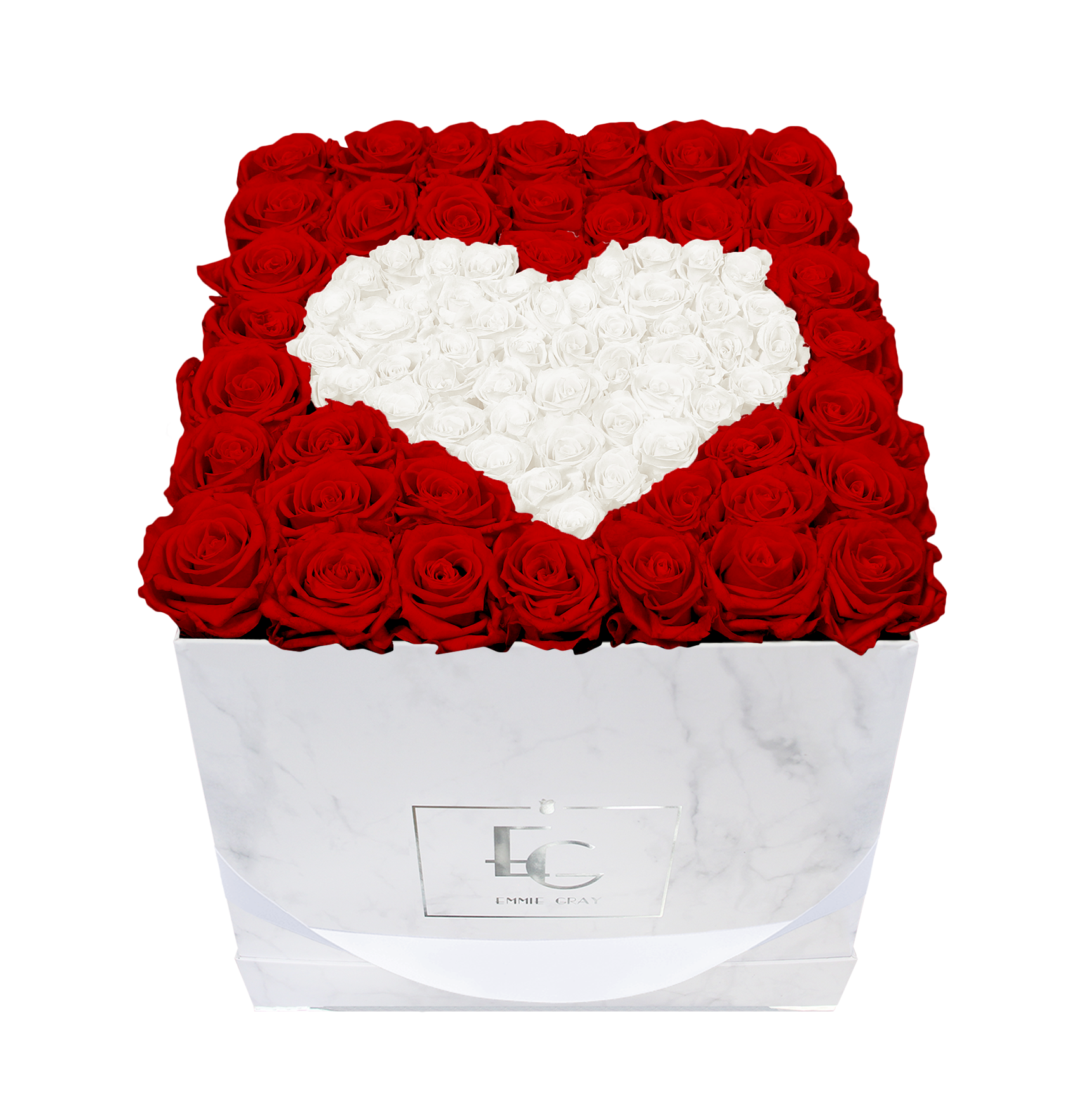 Heart Symbol Infinity Rosebox | Vibrant Red & Pure White | L