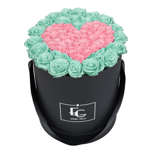 HEART SYMBOL INFINITY ROSEBOX | MINTY GREEN & BRIDAL PINK | L