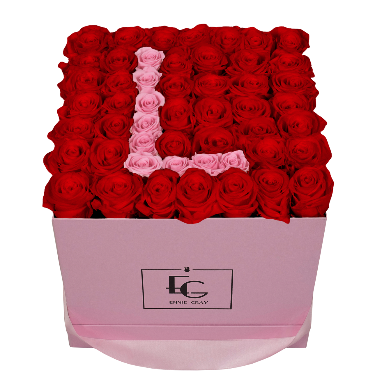 LETTER INFINITY ROSEBOX | VIBRANT RED & BRIDAL PINK | L