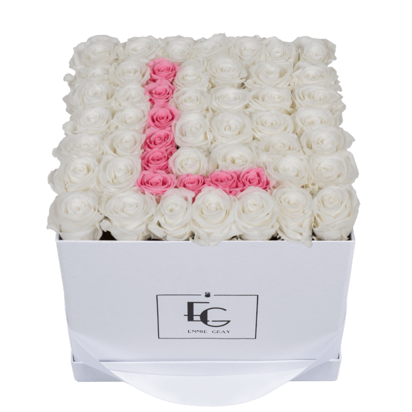 LETTER INFINITY ROSEBOX | PURE WHITE & BRIDAL PINK | L