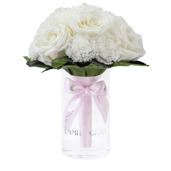 Romantic Carnation Infinity Bouquet | Pure White | S