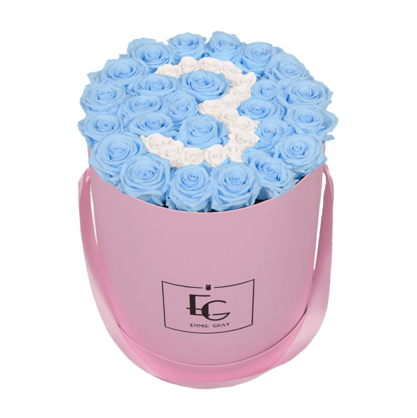 NUMBER INFINITY ROSEBOX | BABY BLUE & PURE WHITE | L