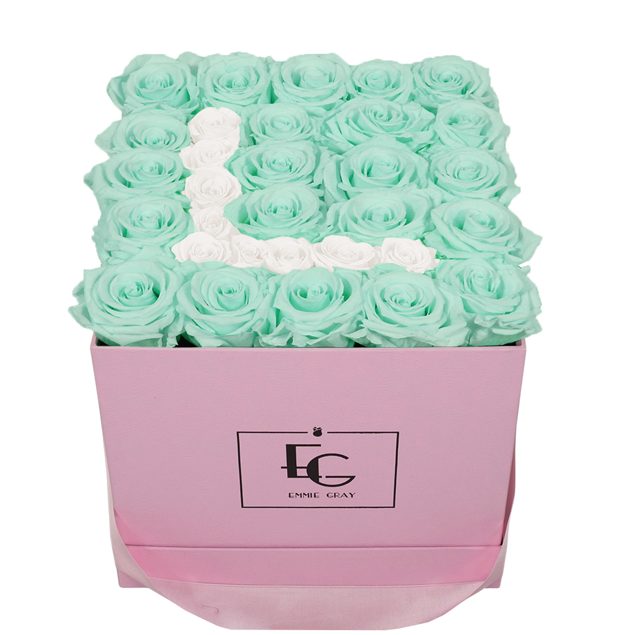 LETTER INFINITY ROSEBOX | MINTY GREEN & PURE WHITE | M