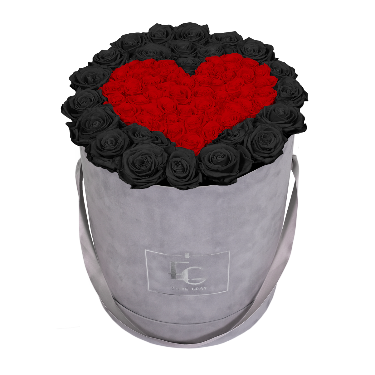 HEART SYMBOL INFINITY ROSEBOX | BLACK BEAUTY & VIBRANT RED | L