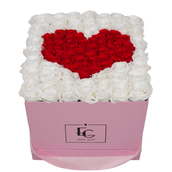 HEART SYMBOL INFINITY ROSEBOX | PURE WHITE & VIBRANT RED | L