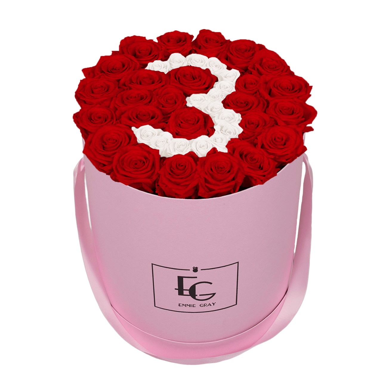 NUMBER INFINITY ROSEBOX | VIBRANT RED & PURE WHITE | L