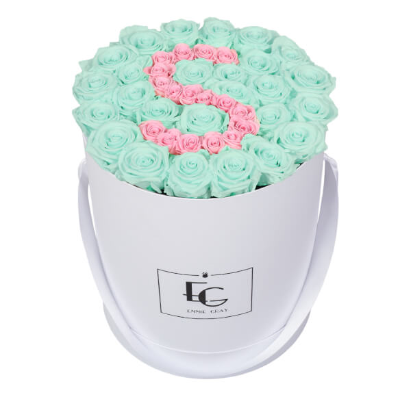 LETTER INFINITY ROSEBOX | MINTY GREEN & BRIDAL PINK | L