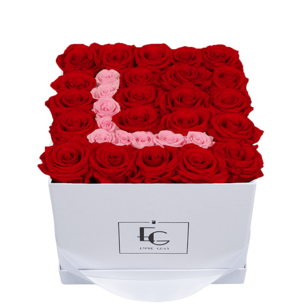 LETTER INFINITY ROSEBOX | VIBRANT RED & BRIDAL PINK | M