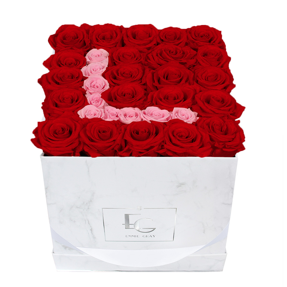 Letter Infinity Rosebox | Vibrant Red & Bridal Pink | M