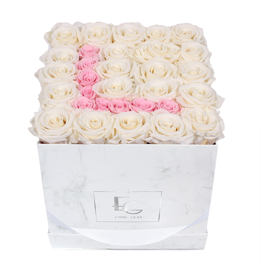 Letter Infinity Rosebox | Pure White & Bridal Pink | M