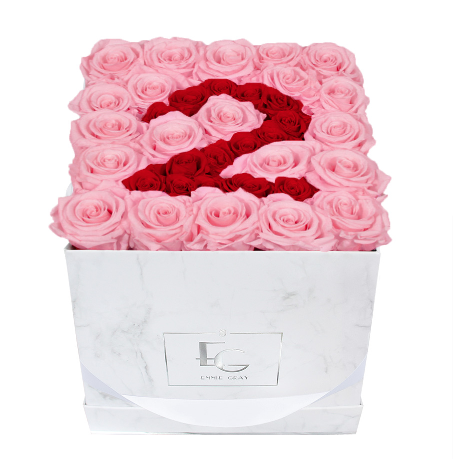 Number Infinity Rosebox | Bridal Pink & Vibrant Red | M