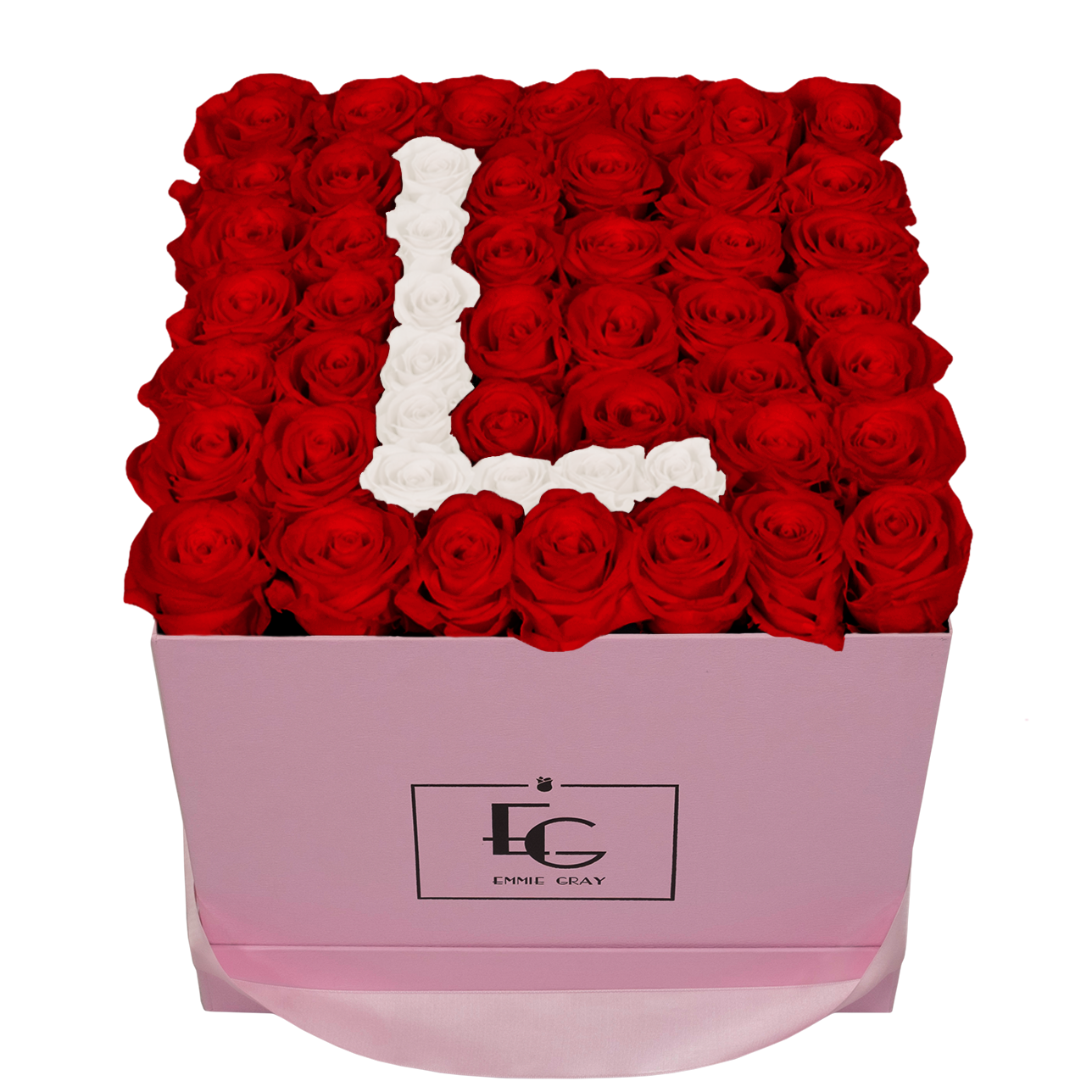 LETTER INFINITY ROSEBOX | VIBRANT RED & PURE WHITE | L
