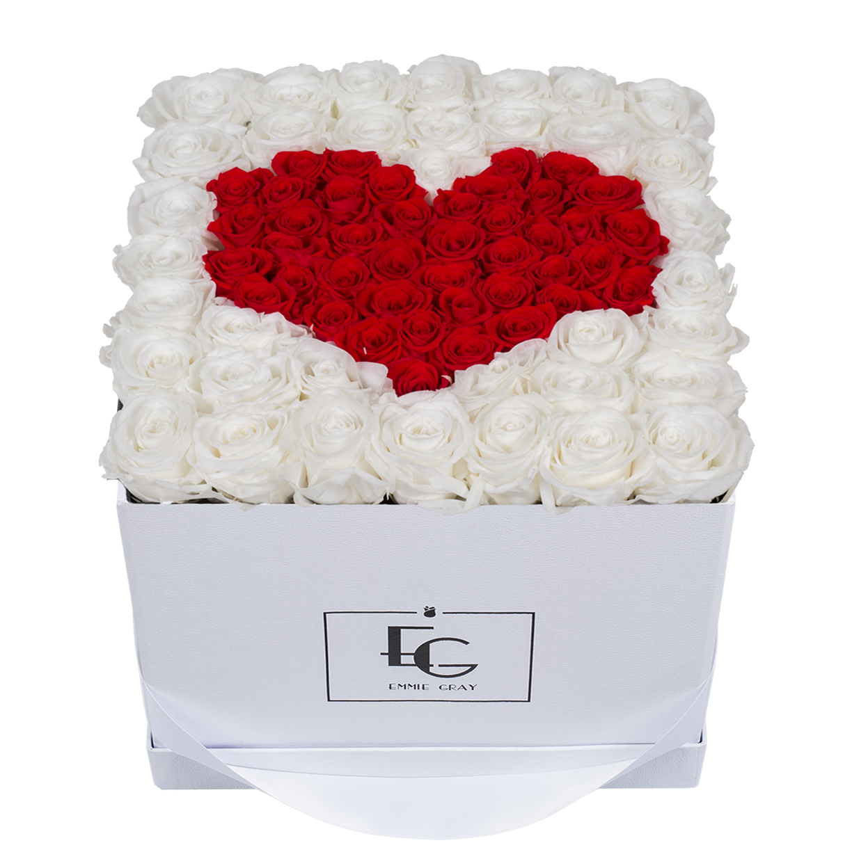 HEART SYMBOL INFINITY ROSEBOX | PURE WHITE & VIBRANT RED | L