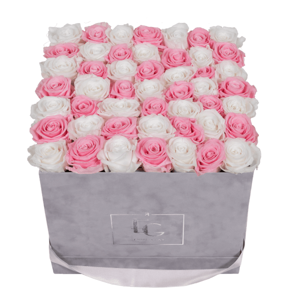 MIX INFINITY ROSEBOX | BRIDAL PINK & PURE WHITE | L