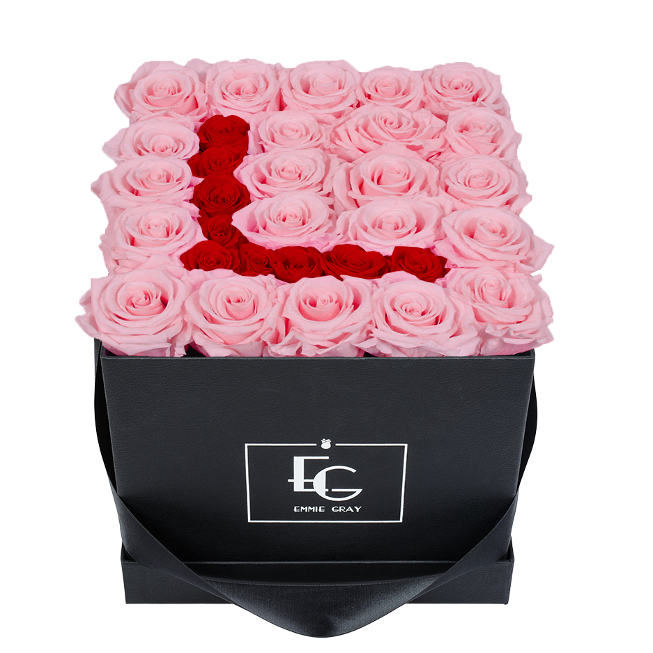 LETTER INFINITY ROSEBOX | BRIDAL PINK & VIBRANT RED | M