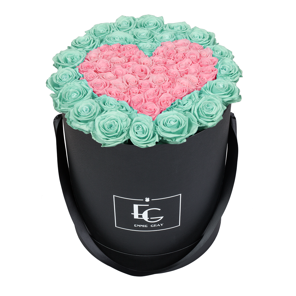 HEART SYMBOL INFINITY ROSEBOX | MINTY GREEN & BRIDAL PINK | L