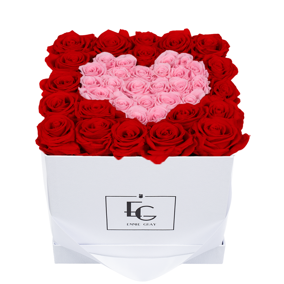 HEART SYMBOL INFINITY ROSEBOX | VIBRANT RED & BRIDAL PINK | M HEART SYMBOL INFINITY ROSEBOX | VIBRANT RED & BRIDAL PINK | M