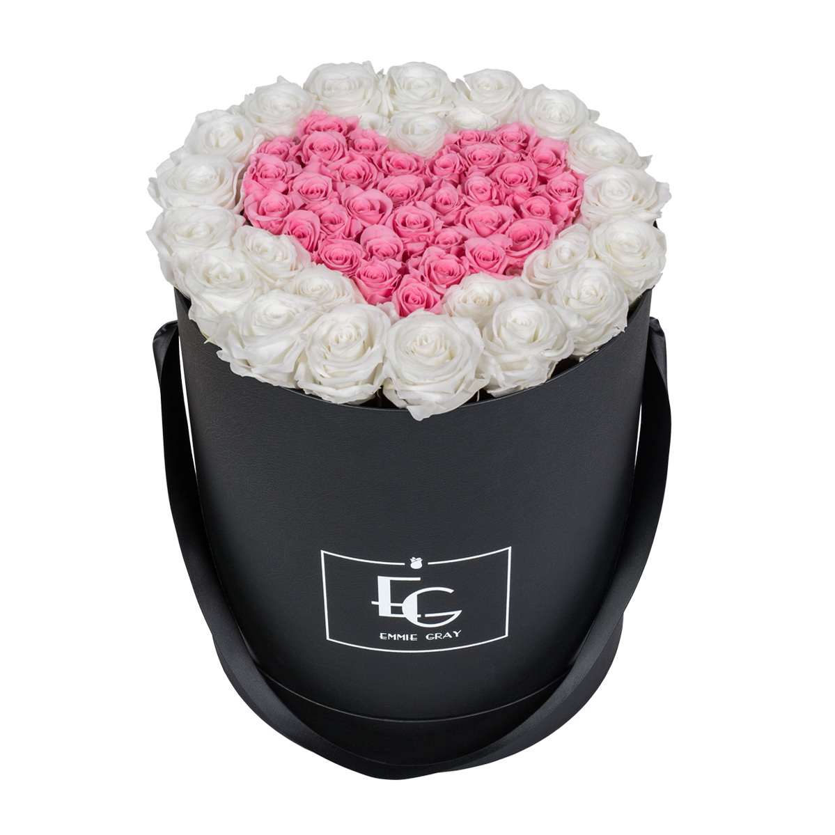 HEART SYMBOL INFINITY ROSEBOX | PURE WHITE & BRIDAL PINK | L
