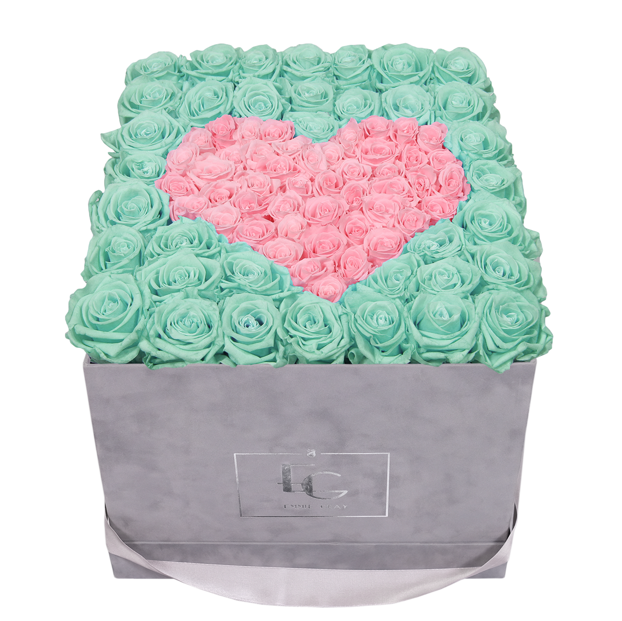 HEART SYMBOL INFINITY ROSEBOX | MINTY GREEN & BRIDAL PINK | L