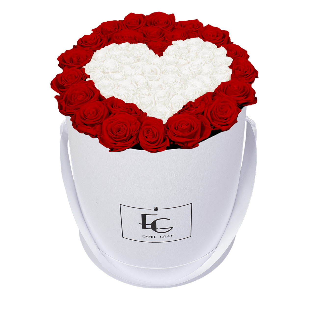 HEART SYMBOL INFINITY ROSEBOX | VIBRANT RED & PURE WHITE | L