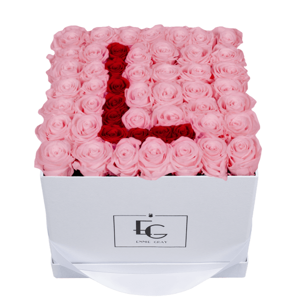 LETTER INFINITY ROSEBOX | BRIDAL PINK & VIBRANT RED | L