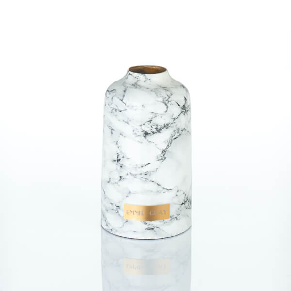 Premium Marble Metallic Vintage Vase | White Marble Metallic | S