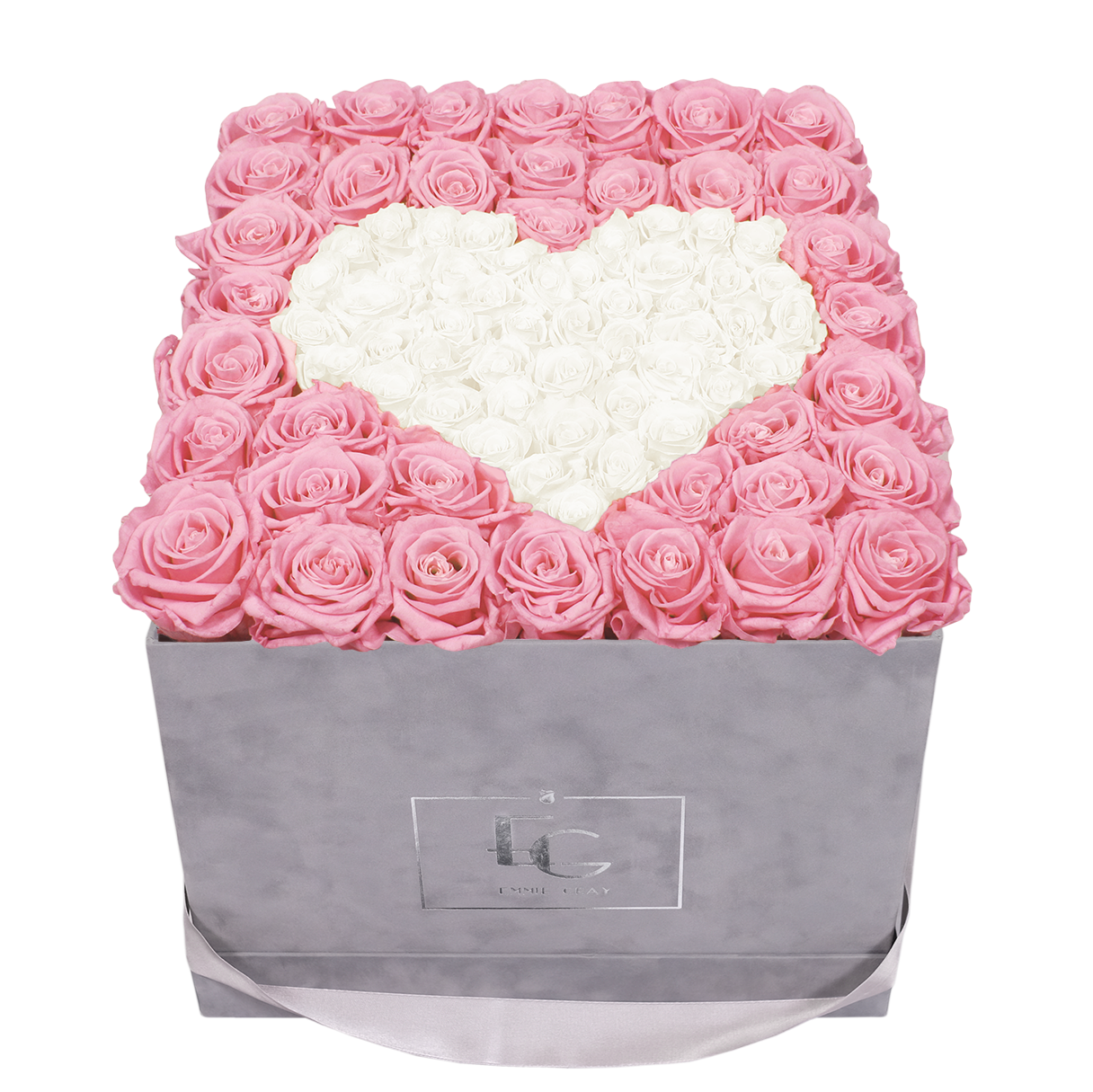 HEART SYMBOL INFINITY ROSEBOX | BRIDAL PINK & PURE WHITE | L