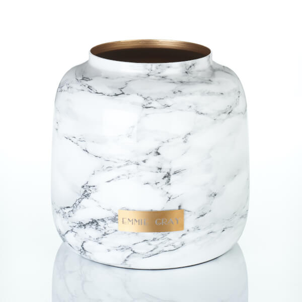Premium Marble Metallic Vase | White Marble Metallic | L