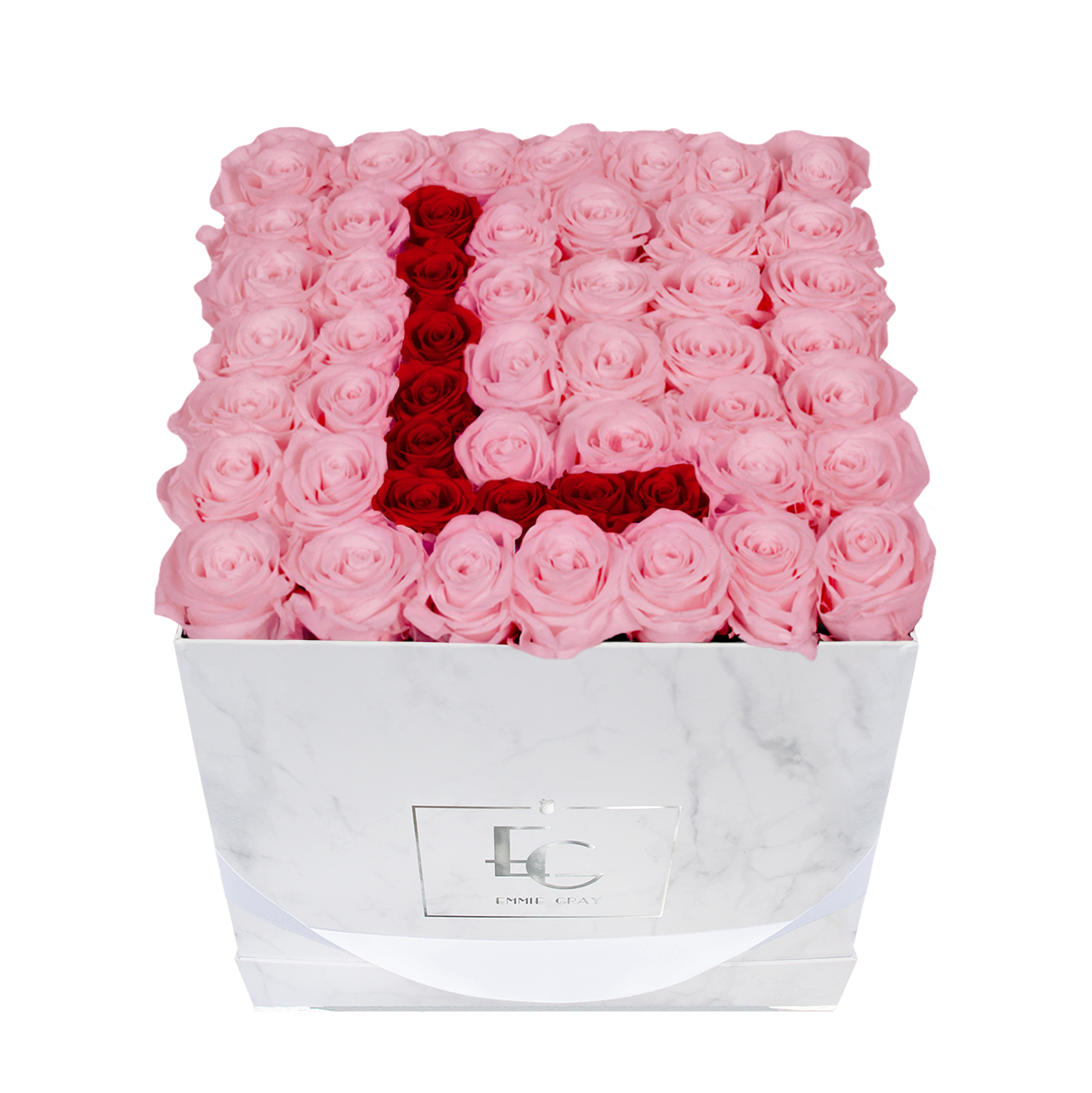 Letter Infinity Rosebox | Bridal Pink & Vibrant Red| L