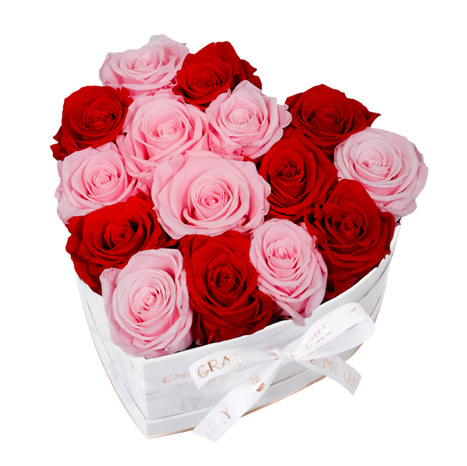 Mix Infinity Rosebox | Vibrant Red & Bridal Pink | M