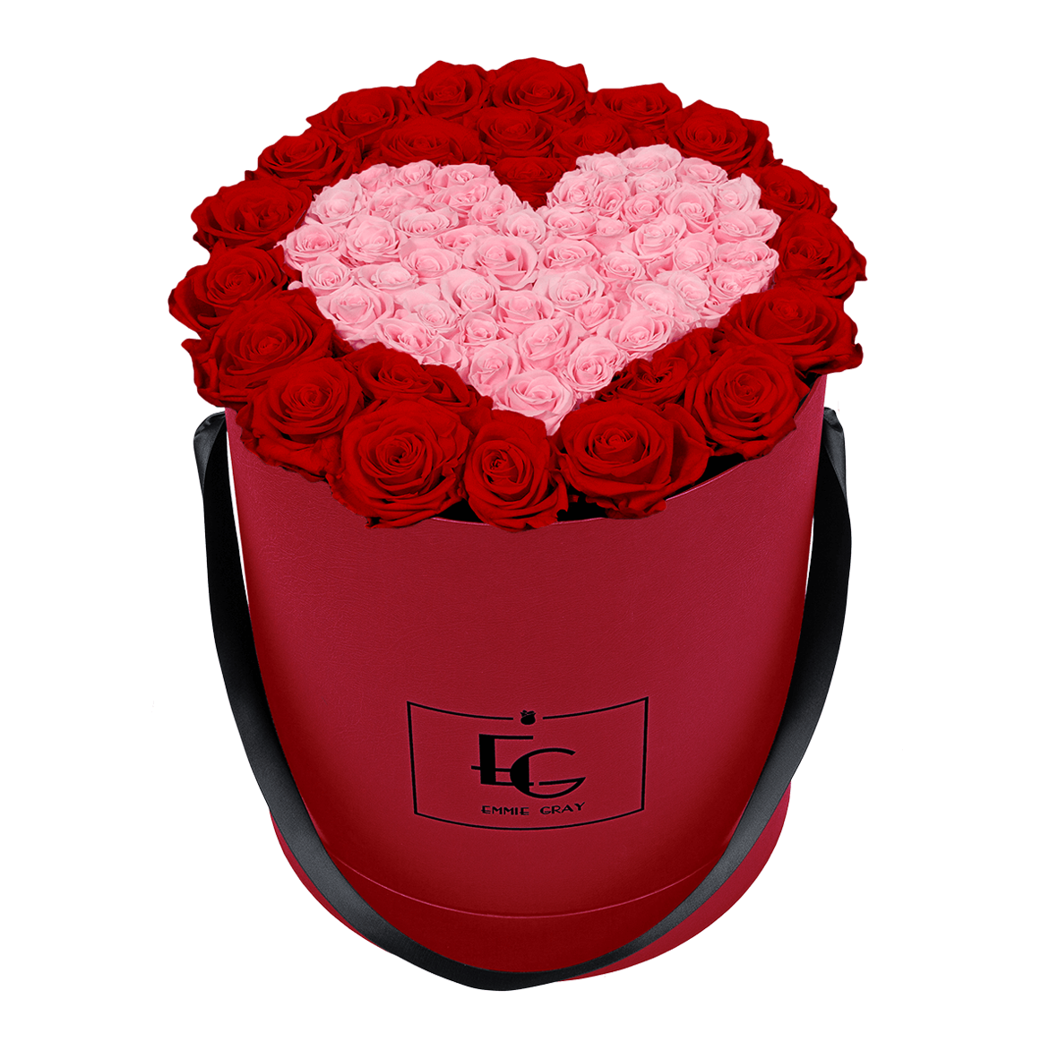 HEART SYMBOL INFINITY ROSEBOX | VIBRANT RED & BRIDAL PINK | L