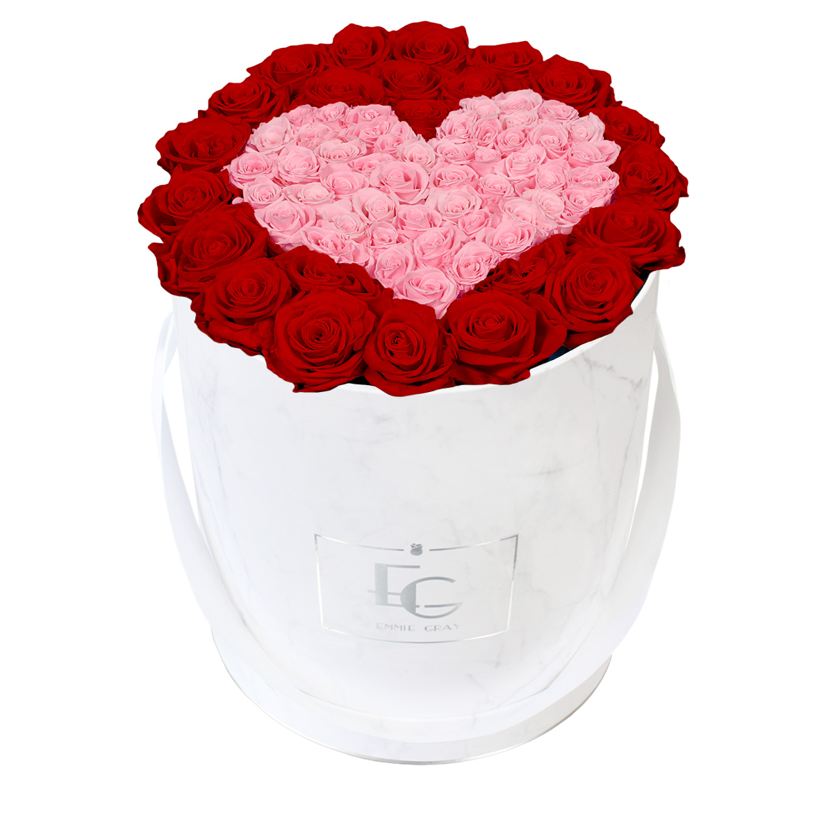 Heart Symbol Infinity Rosebox | Vibrant Red & Bridal Pink | L