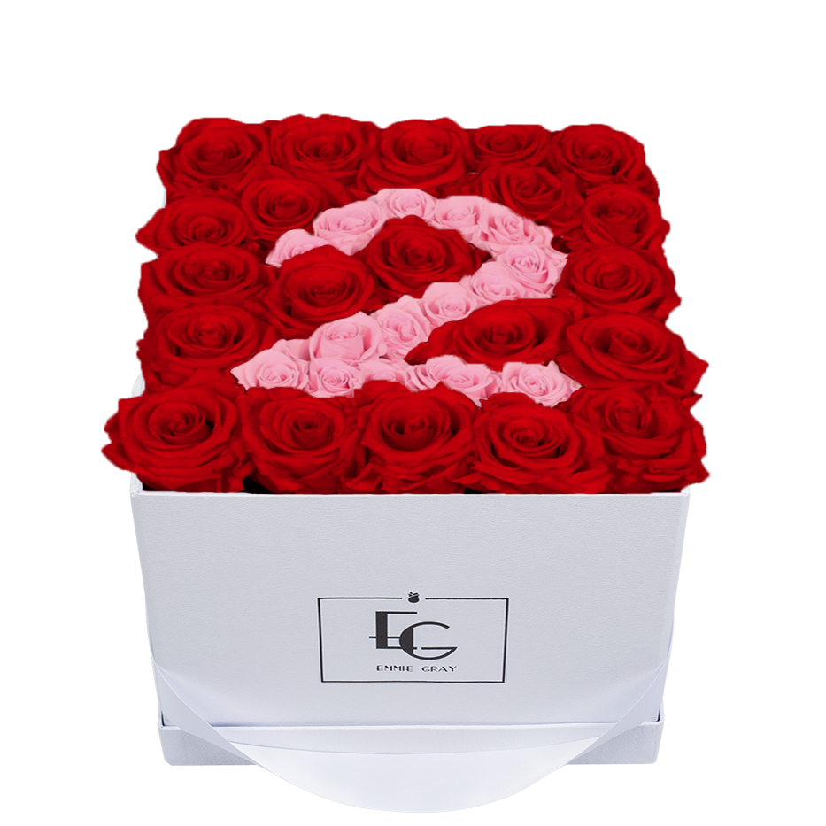 NUMBER INFINITY ROSEBOX | VIBRANT RED & BRIDAL PINK | M