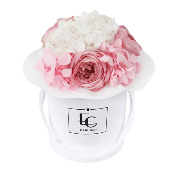 Splendid Peony Mix Infinity Rosebox | Bridal Pink & Pure White | XS