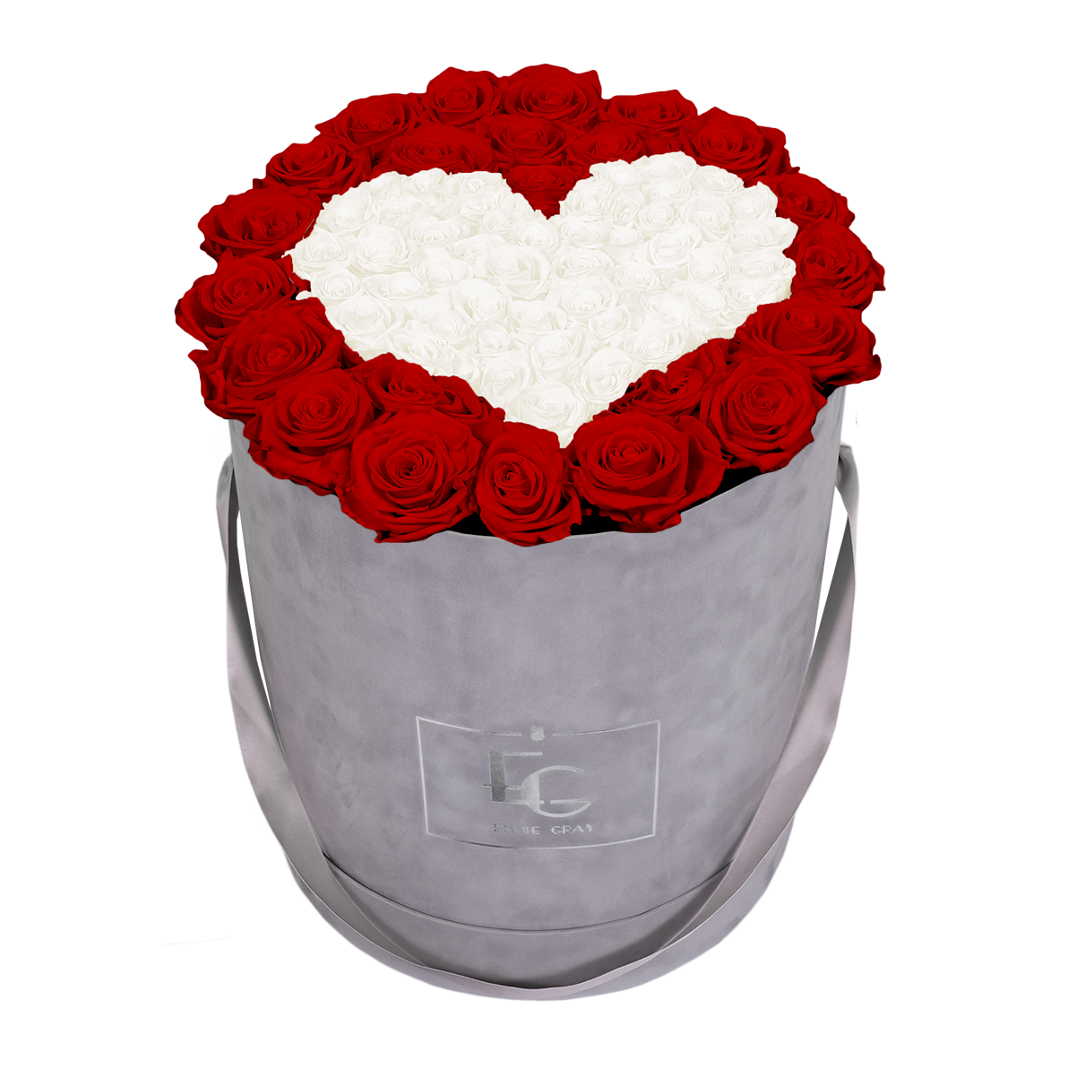 HEART SYMBOL INFINITY ROSEBOX | VIBRANT RED & PURE WHITE | L