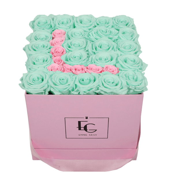 LETTER INFINITY ROSEBOX | MINTY GREEN & BRIDAL PINK | M