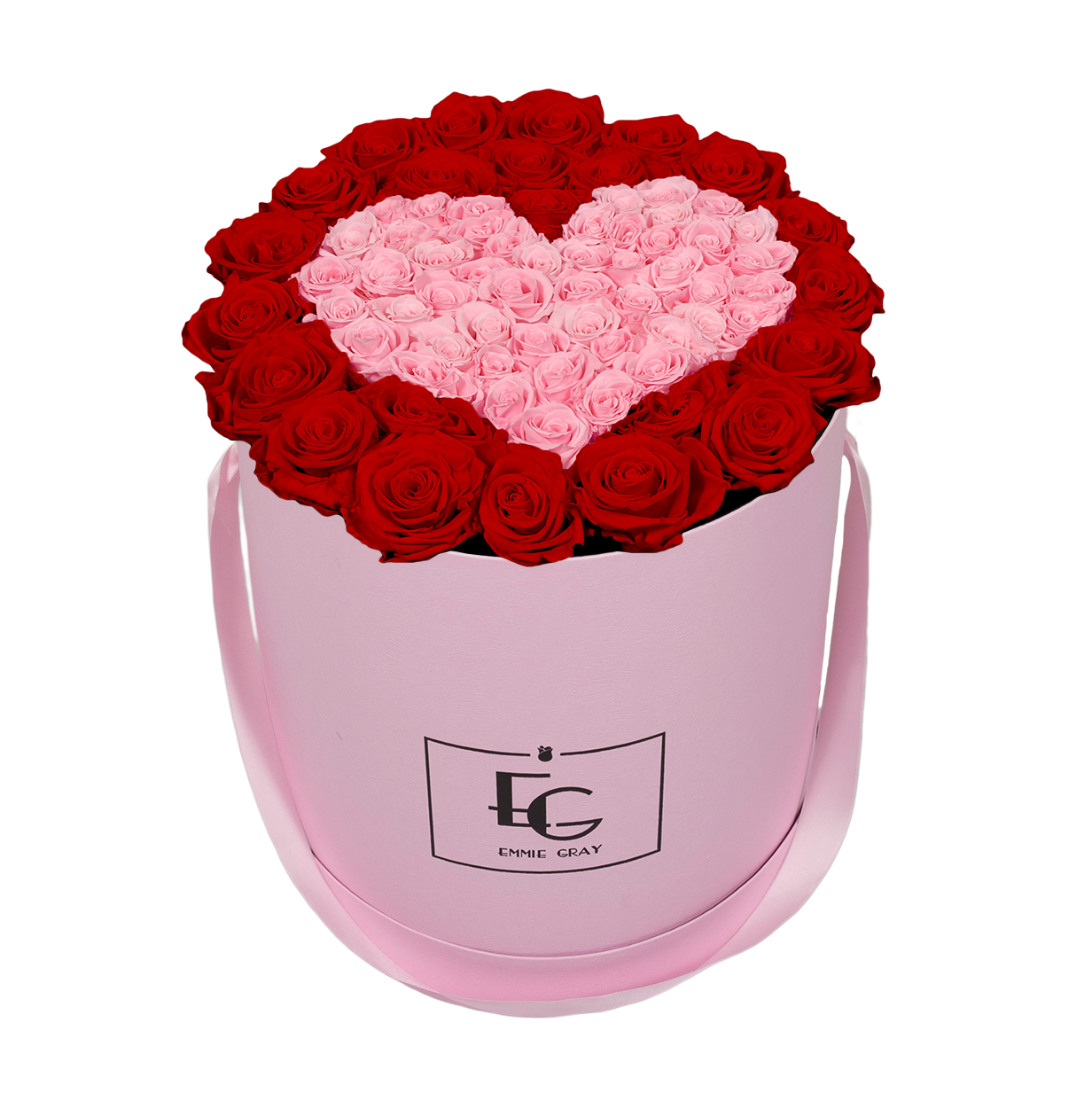HEART SYMBOL INFINITY ROSEBOX | VIBRANT RED & BRIDAL PINK | L