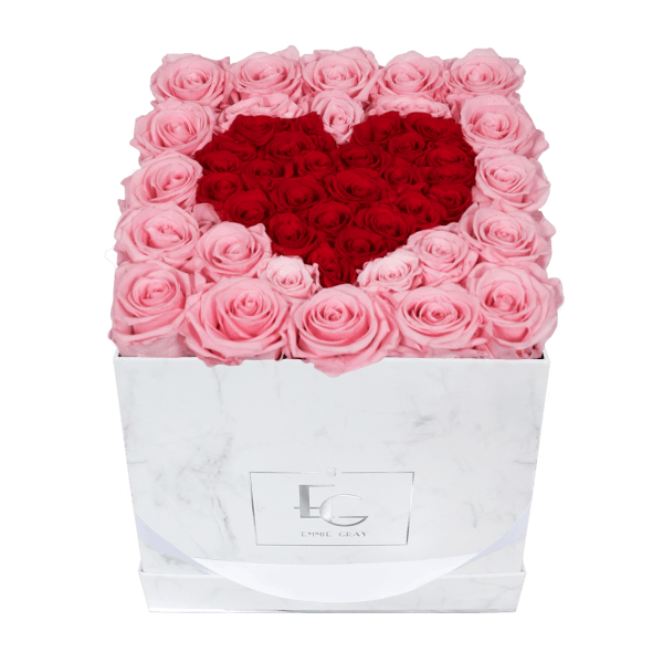 Heart Symbol Infinity Rosebox | Bridal Pink & Vibrant Red | M