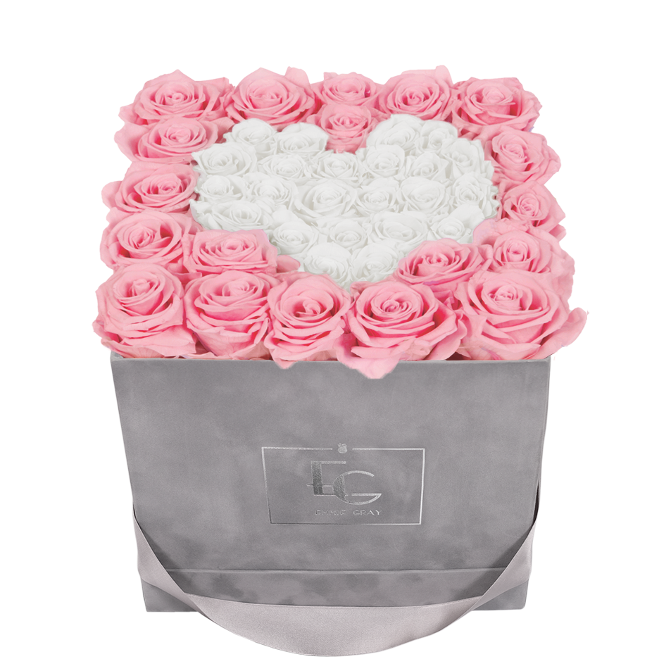 HEART SYMBOL INFINITY ROSEBOX | BRIDAL PINK & PURE WHITE | M