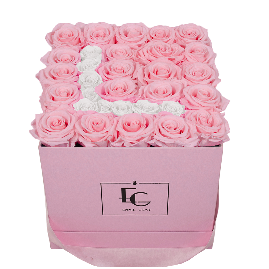 LETTER INFINITY ROSEBOX | BRIDAL PINK & PURE WHITE | M