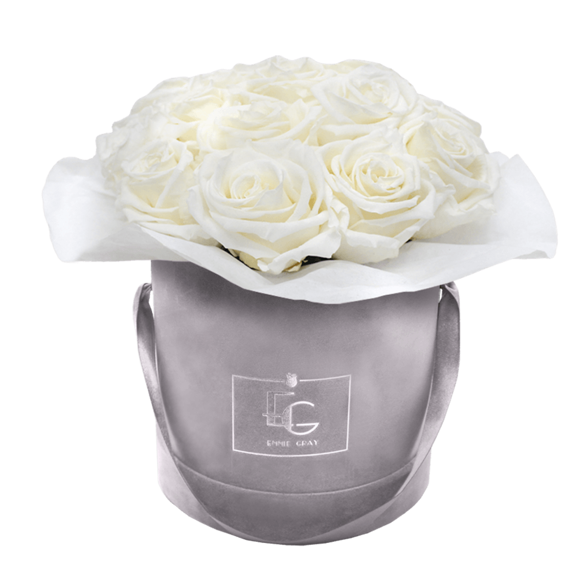 Splendid Infinity ROSEBOX – Scatola Di Rose Eterne – Velluto Gray, Rosa Bridale – Rose Vere Conservate 1-3 Anni – Fatte A Mano