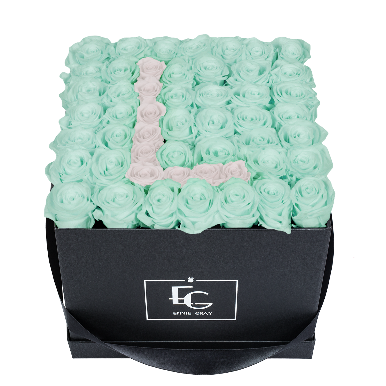 LETTER INFINITY ROSEBOX | MINTY GREEN & PURE WHITE | L