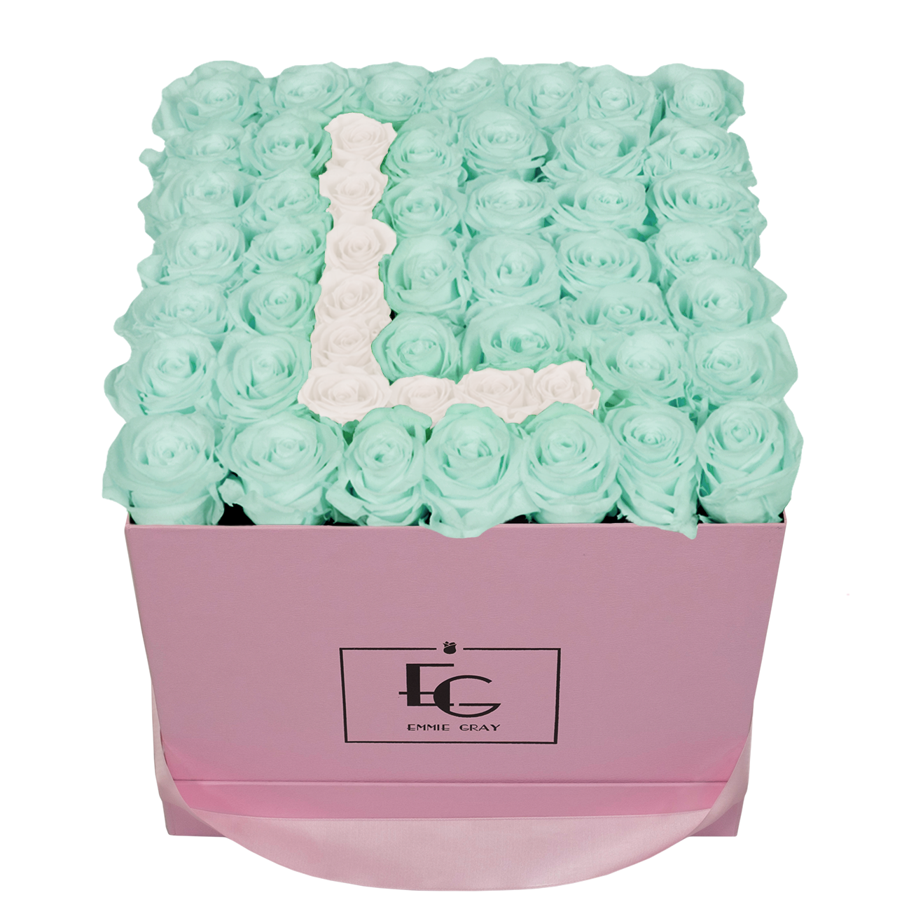 LETTER INFINITY ROSEBOX | MINTY GREEN & PURE WHITE | L