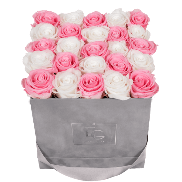 MIX INFINITY ROSEBOX | BRIDAL PINK & PURE WHITE | M