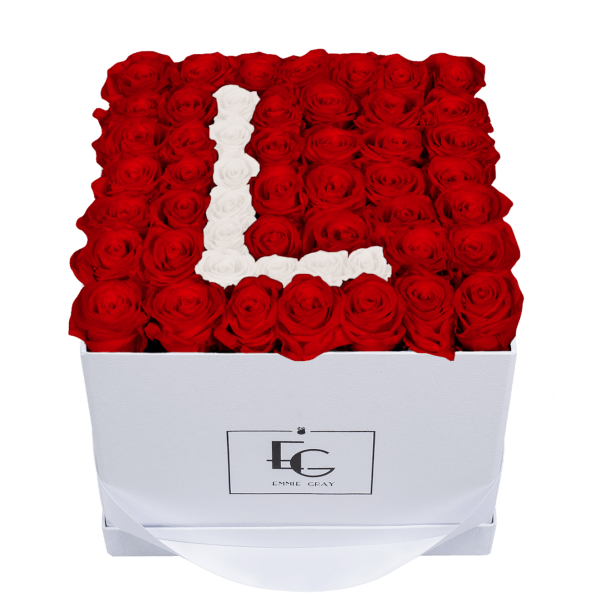 LETTER INFINITY ROSEBOX | VIBRANT RED & PURE WHITE | L