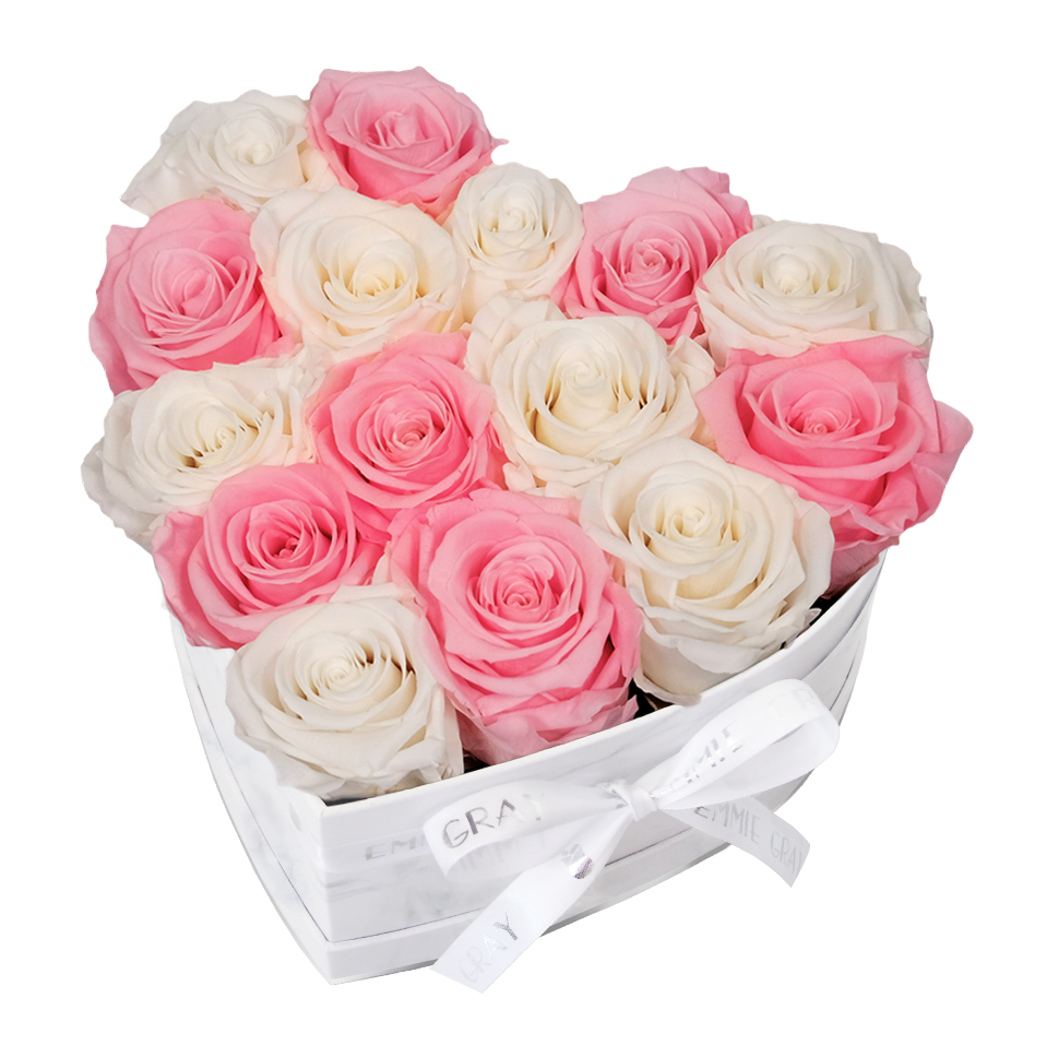 Mix Infinity Rosebox | Pure White & Bridal Pink | M